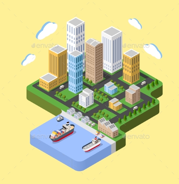 Flat Isometric City - Buildings Objects