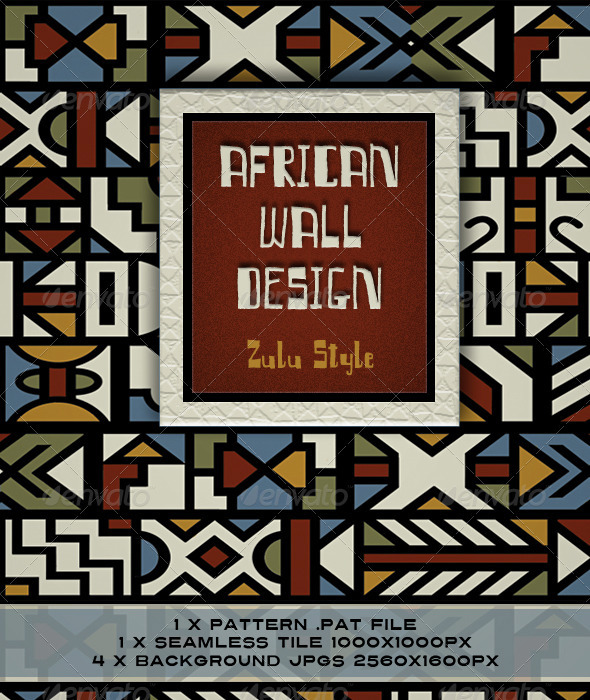 African Design; Zulu Ndebele Wall Painting - Patterns Backgrounds