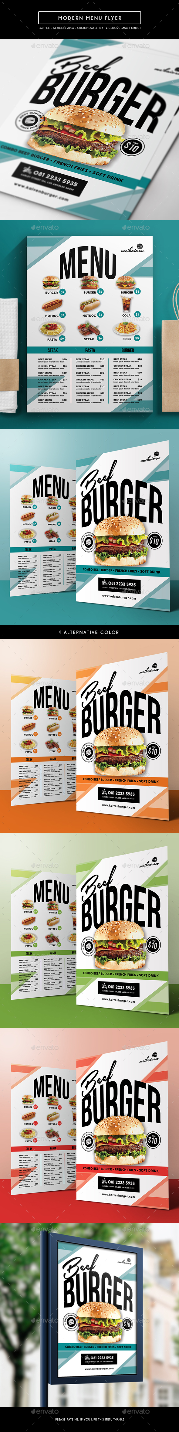 Modern Menu Flyer - Food Menus Print Templates