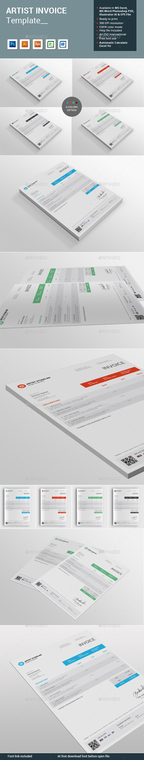 Artist Invoice Template - Proposals & Invoices Stationery