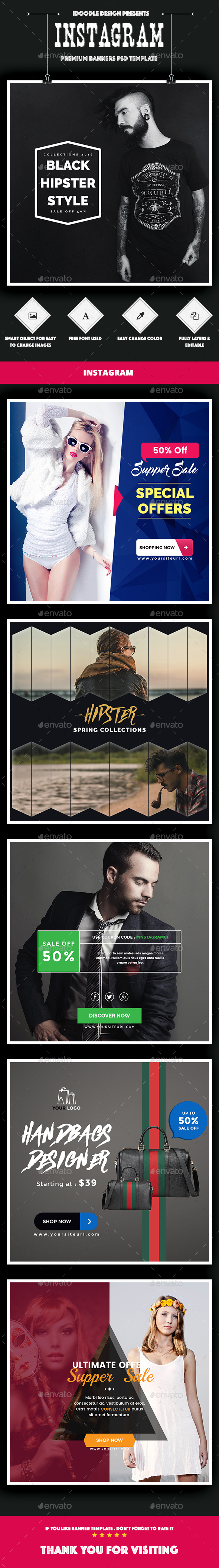 Fashion Instagram Banners Ads - 06 PSD - Social Media Web Elements
