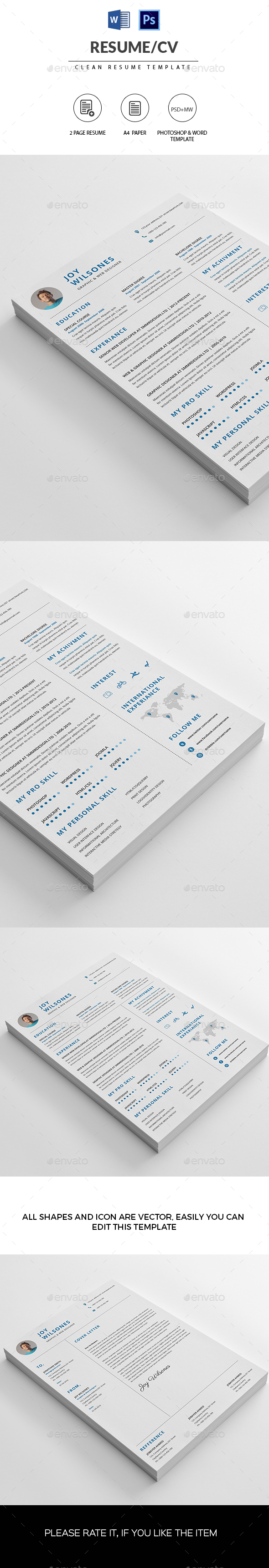 The Clean Resume - Resumes Stationery