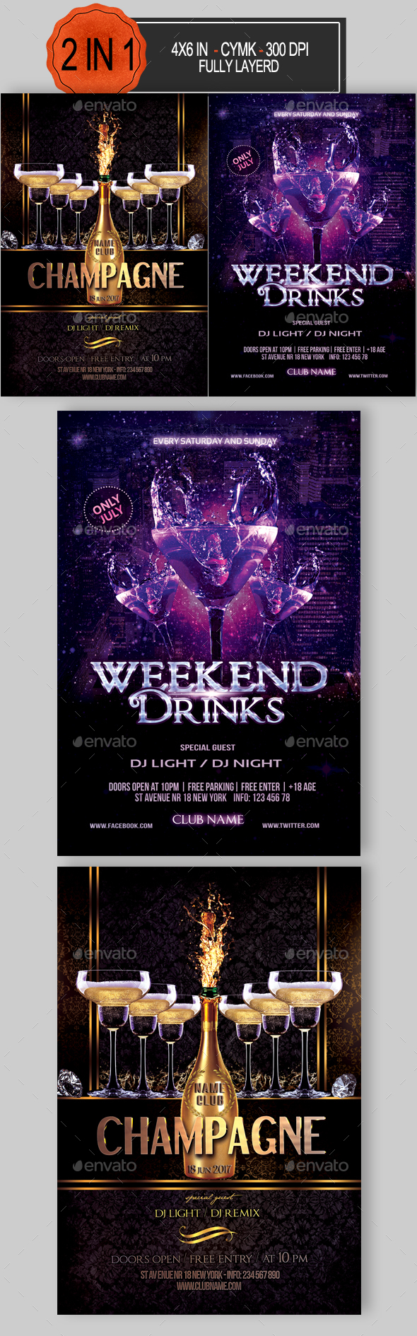 Drinks Party Flyer Bundle - Clubs & Parties Events