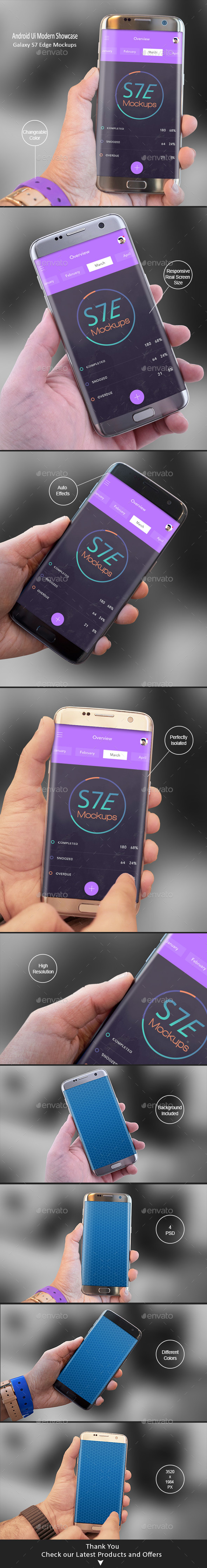 Android Modern Mockups S7 Edge - Apps Ui Showcase - Mobile Displays