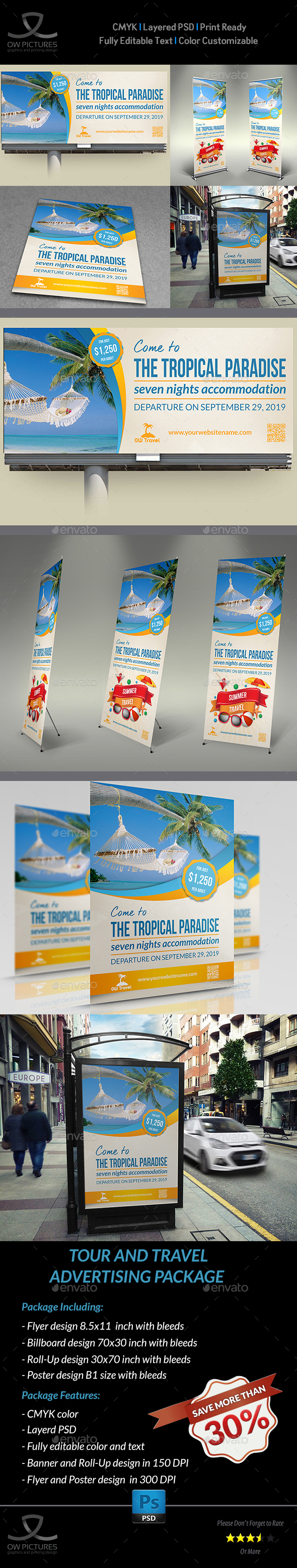 Tour and Travel Advertising Bundle - Signage Print Templates