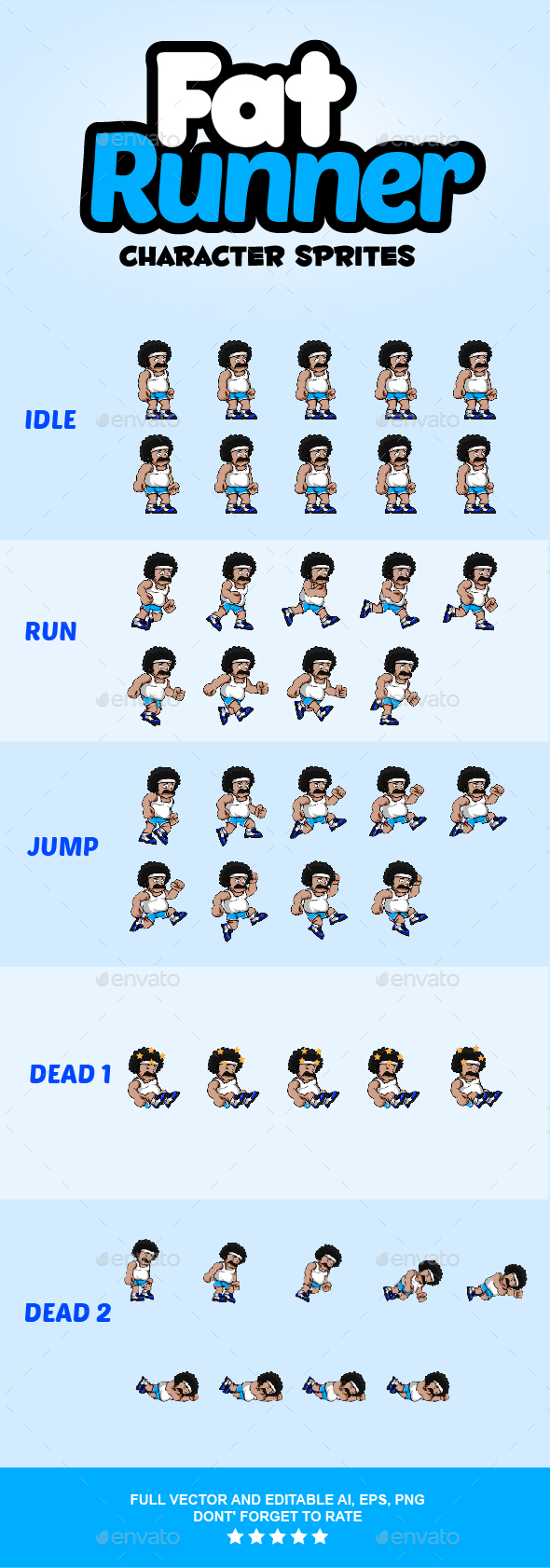 Fat Runner Character Sprites - Sprites Game Assets