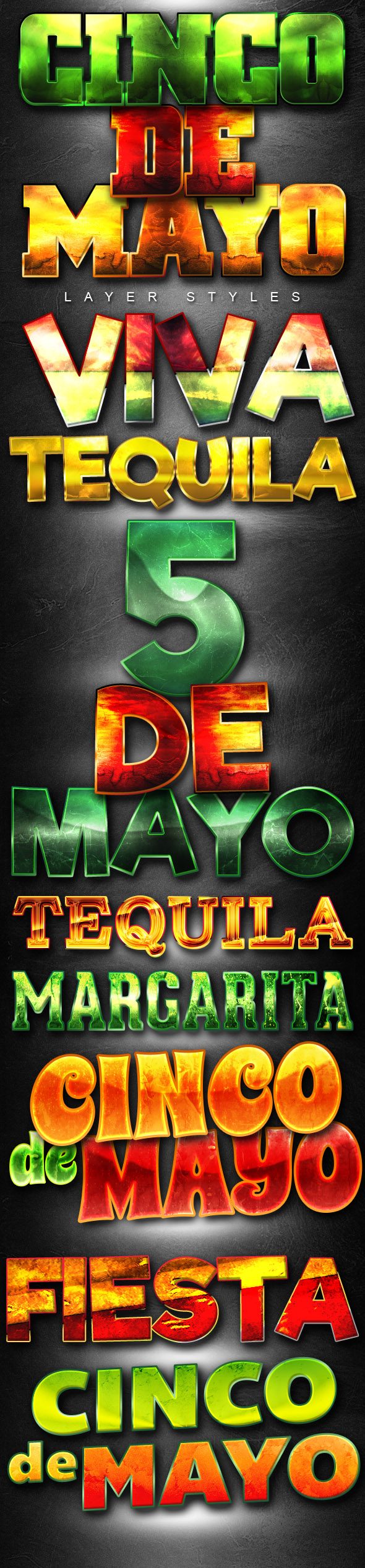 Cinco De Mayo Layer Styles Volume One - Text Effects Styles