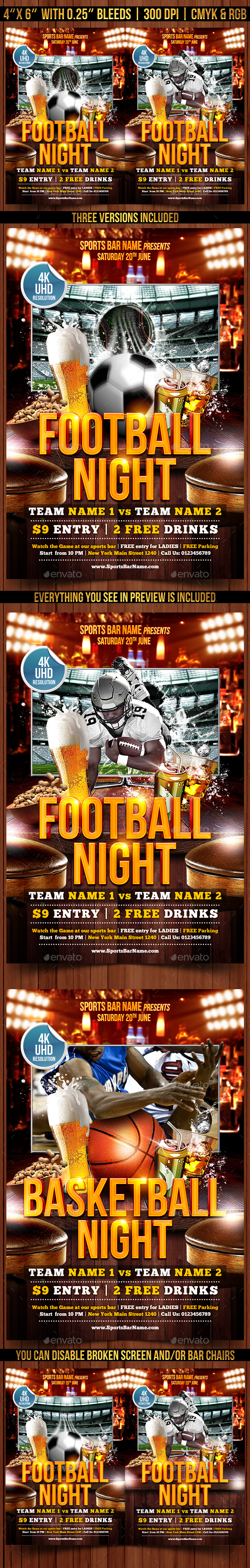 Soccer, Football and Basketball Flyer - Sports Events