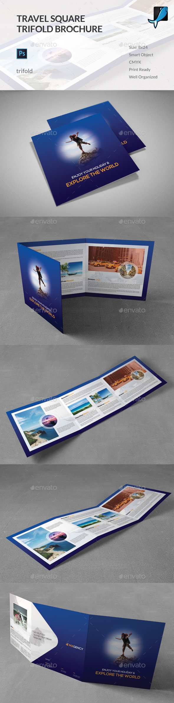 Travel Square Trifold Brochure - Corporate Brochures