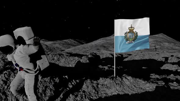 Astronaut Planting San Marino Flag on the Moon alt