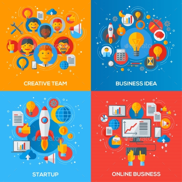 Flat Design Concepts of Business Processes - Concepts Business