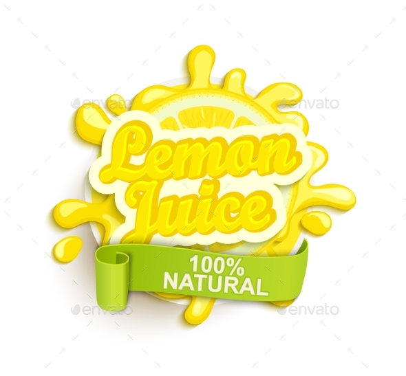 Lemon Juece Label Splash. - Food Objects