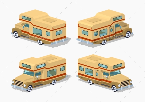 Low Poly Brown Motor Home - Man-made Objects Objects