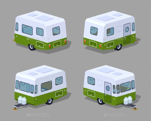 Low Poly Retro Motor Home - Man-made Objects Objects