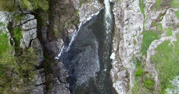 Mountain River Flowing Through The Canyon Aerial View