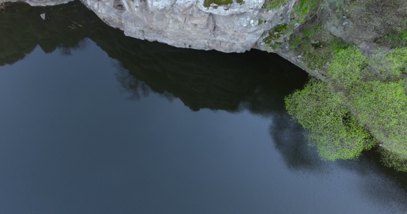River Flowing Between Rocks Aerial View