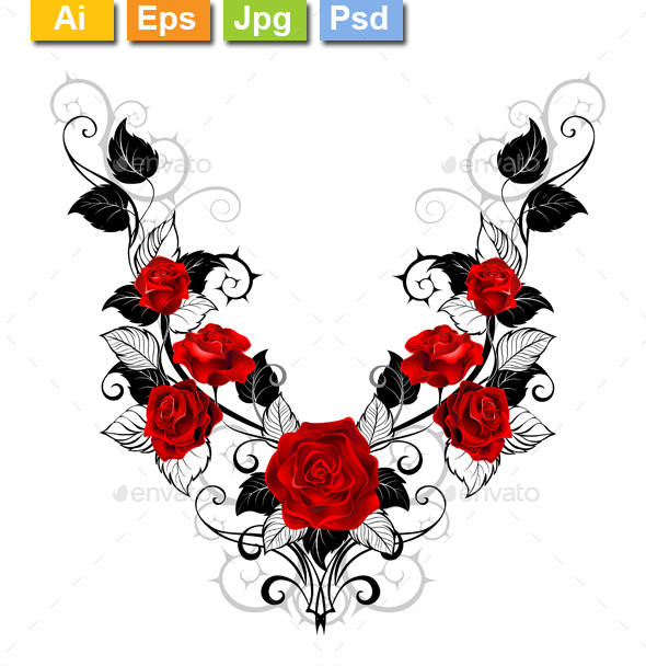 Design of Red Roses - Tattoos Vectors