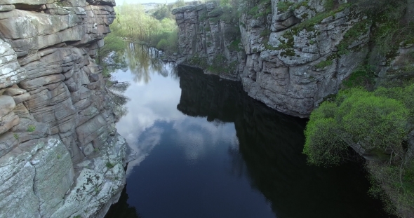 River Flowing Between Rocks Aerial View