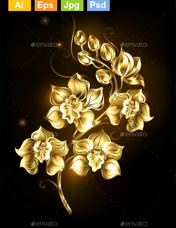 Shining Golden Orchid - Flowers & Plants Nature