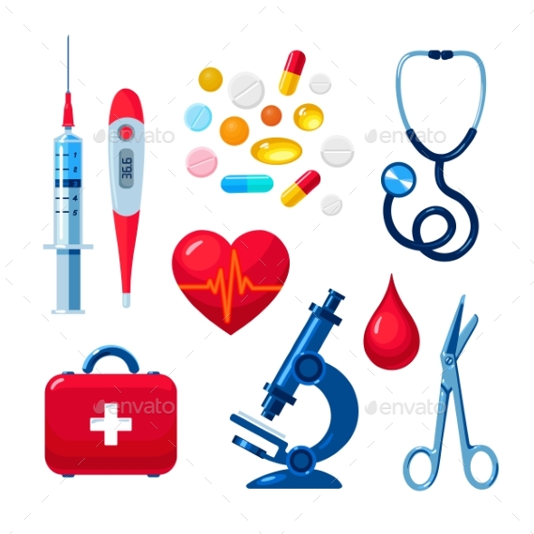 Set of Medical Icons Isolated - Health/Medicine Conceptual