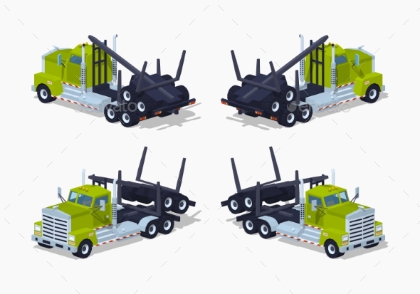 Low Poly Folded Log Truck - Man-made Objects Objects