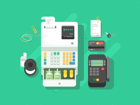 Cash Machne And Digital Terminal For Cards - Objects Vectors