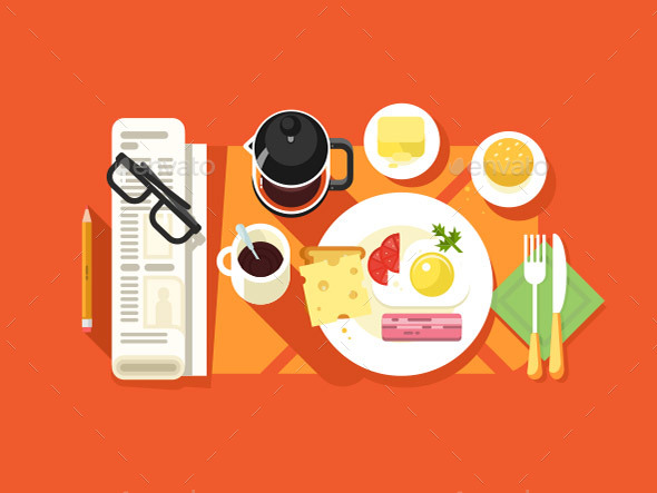 Breakfast Design Flat - Food Objects