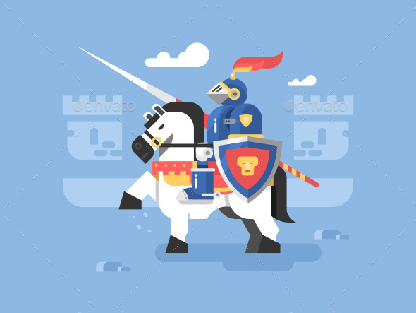 Knight On Horseback Character - Characters Vectors