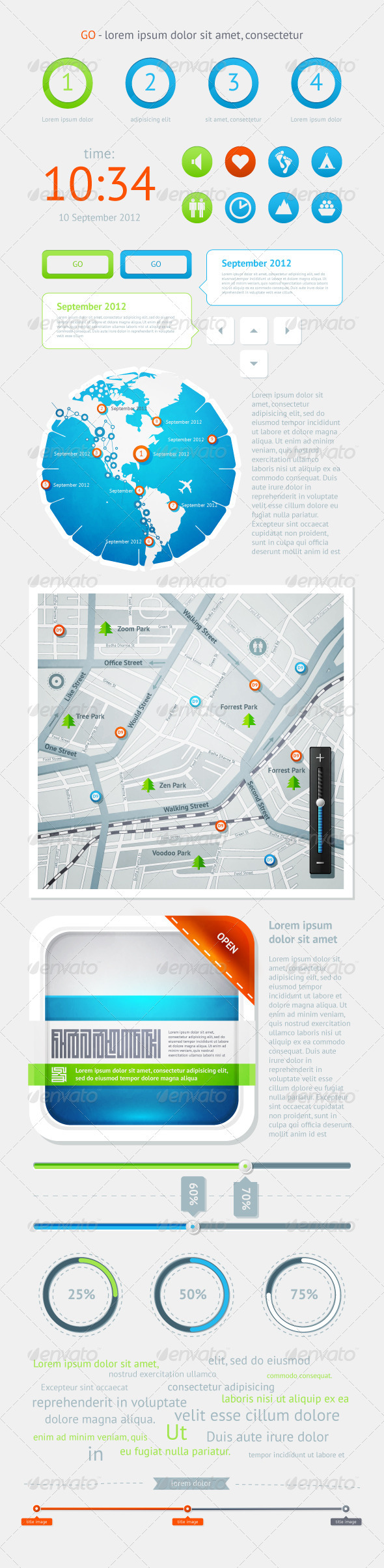Elements of Infographics with Buttons and Menus - Infographics