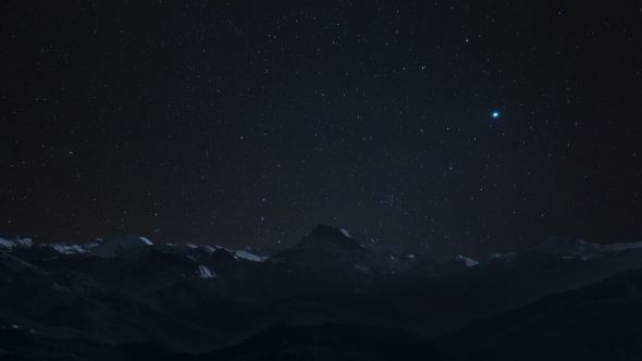 Starry Sky At Mountain With A Polar Star And Constellation The Big Dipper alt
