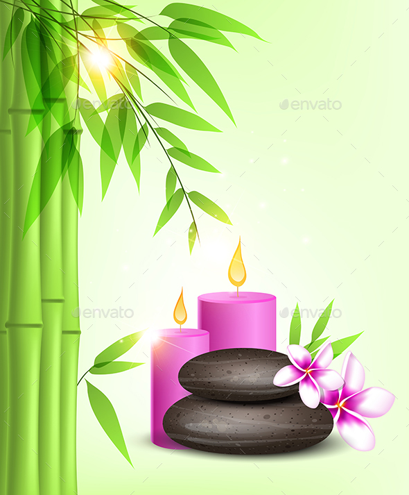 Spa Stones and Pink Candles - Health/Medicine Conceptual