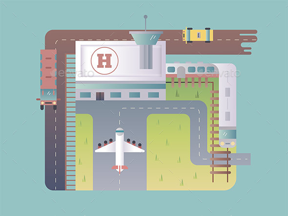 Airport Top View - Buildings Objects