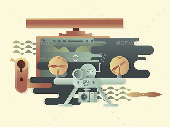 Quadrocopters Design Flat - Objects Vectors