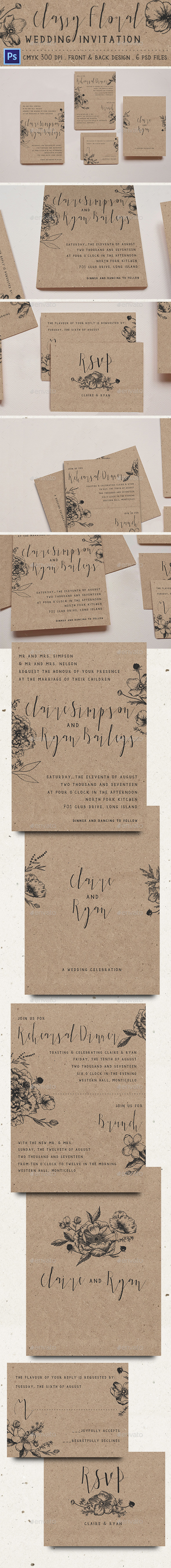 Classy Floral Wedding Invitation