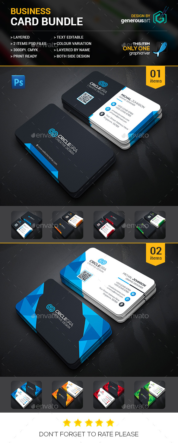 Business Card Bundle 2 in 1 - Business Cards Print Templates