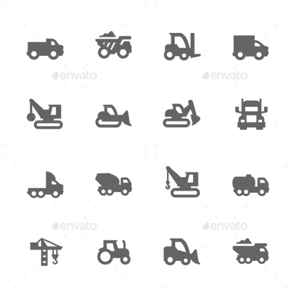 Simple Construction Vehicles Icons - Icons