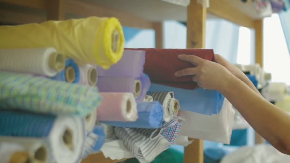 Tailor Taking Textile Fow Sewing Shirt