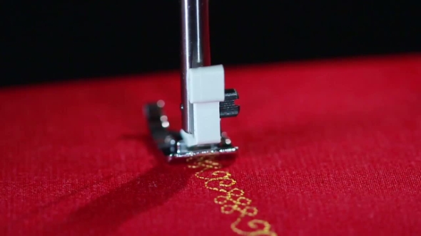 Pattern Sewing Needle In Stitching. Sewing Needle Stitching, Stock Footage