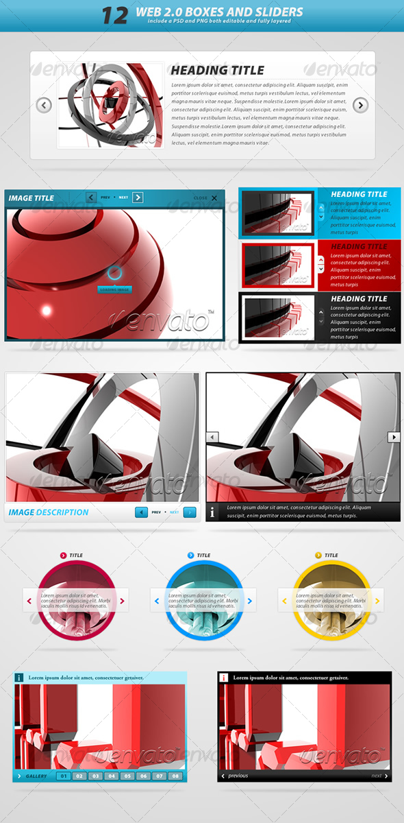 Web 2.0 boxes and sliders - Web Elements