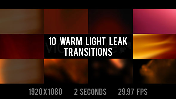 Warm Light Leak Transitions - 10 Pack