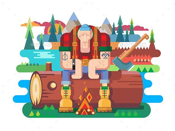 Sawyer Sitting On Log - Landscapes Nature