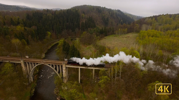 Aerial Over Retro Train