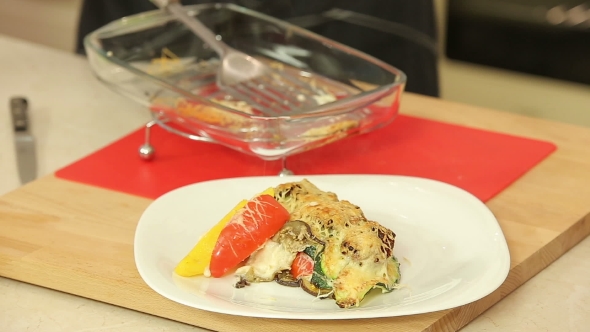 Chef Is Cooking Vegetable Lasagna alt