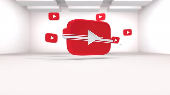 Youtube Logo 3D On White Background