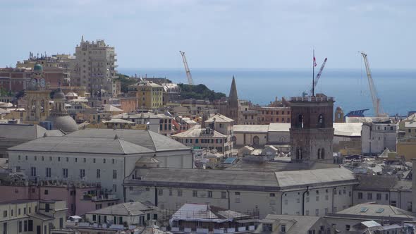 Aerial View of Old Town Genoa. alt