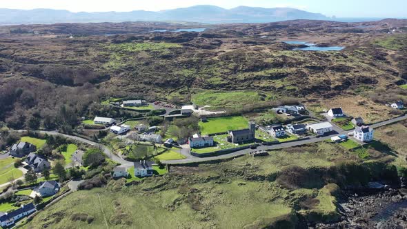 Aerial View of Portnoo with the Church of Ireland in County Donegal Ireland alt