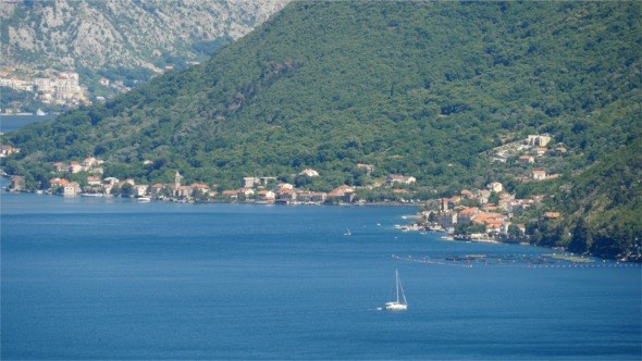 Mountain Seascape With Yacht