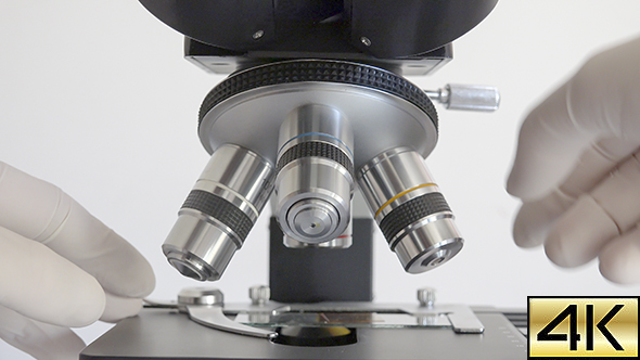 Scientist Using a Microscope In Laboratory 01