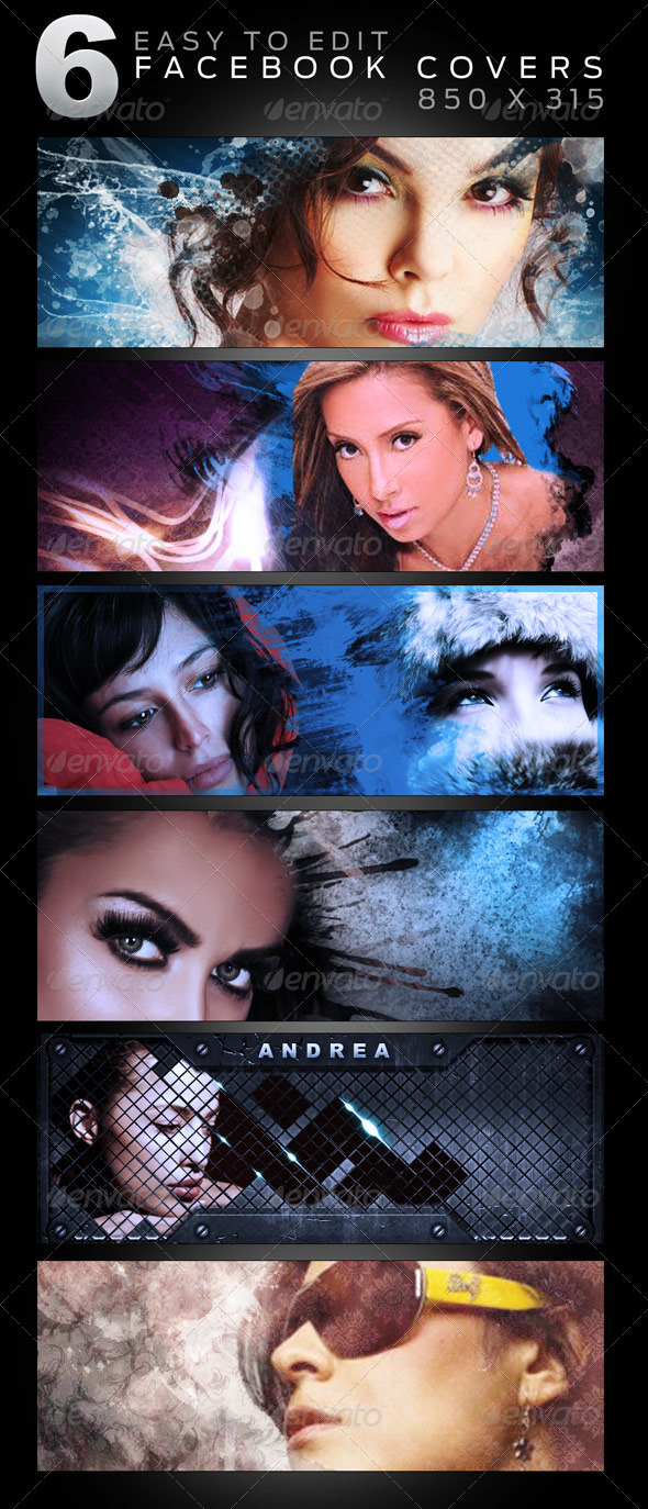 6 Facebook Covers - Social Media Web Elements