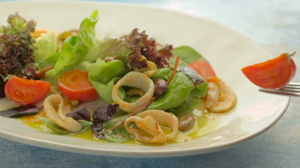 Seafood Salad With Squid Rings